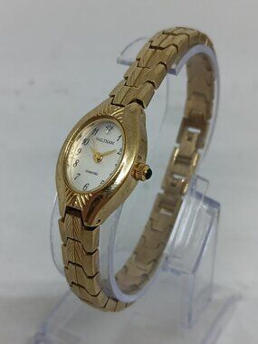 Waltham WAW017 Women's 18mm Gold Tone Silver Diamond Dial Watch NEW BATTERY